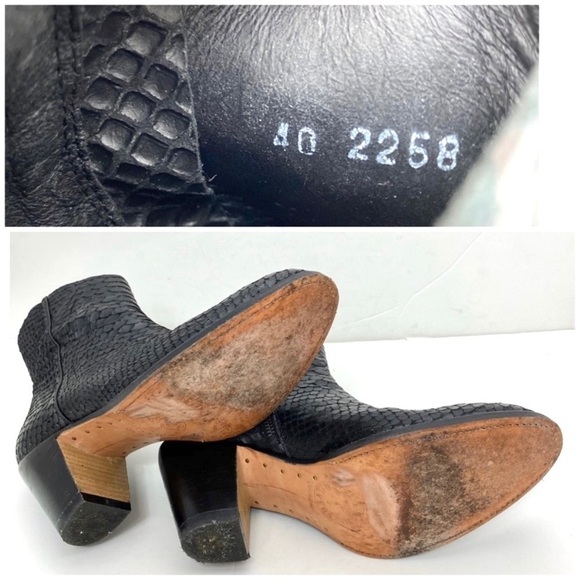 PENELOPE Chilvers Snakeskin Leather Western Moto Ankle Boot in Jet Black - Picture 9 of 9